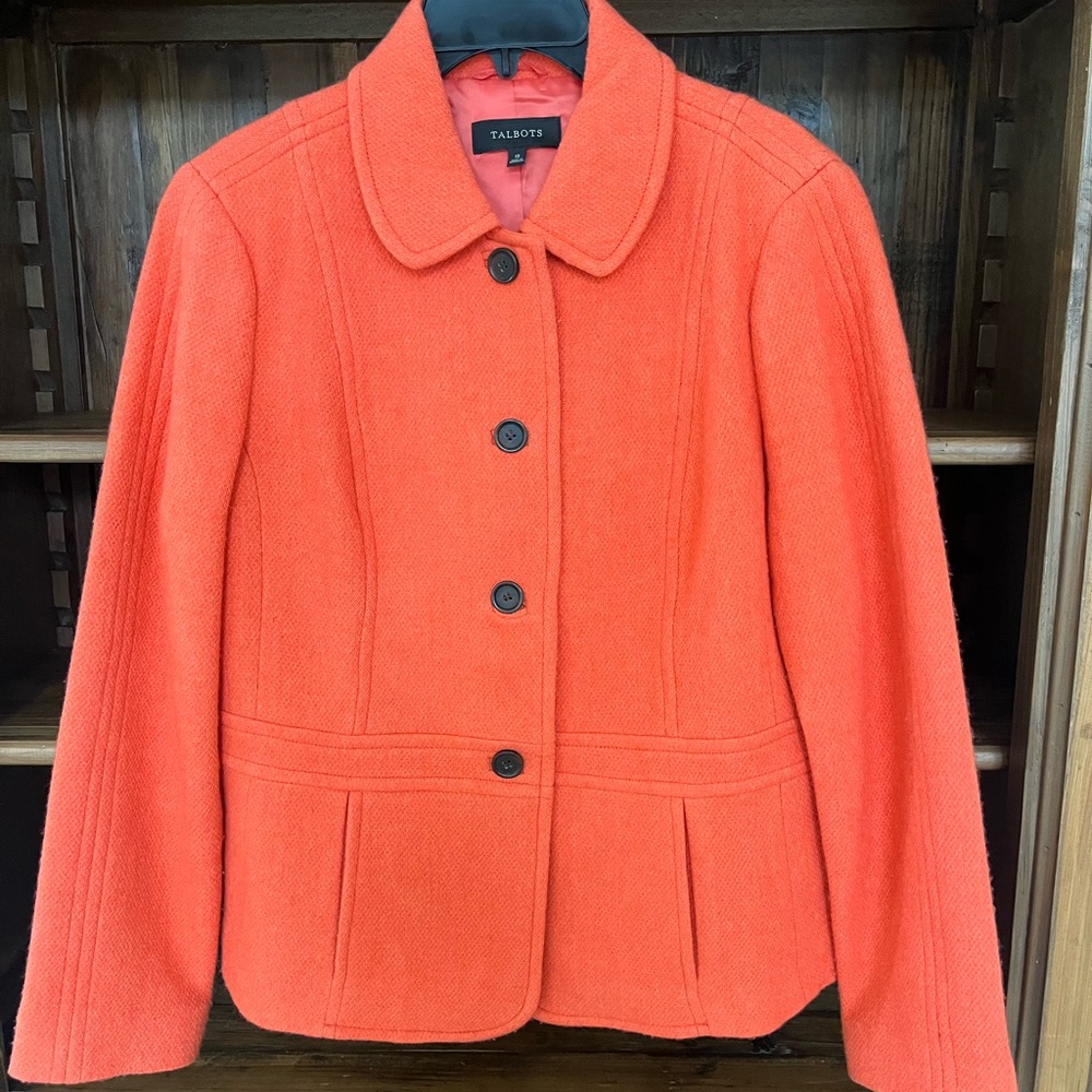 Talbots Women's Vibrant Orange Pea Coat